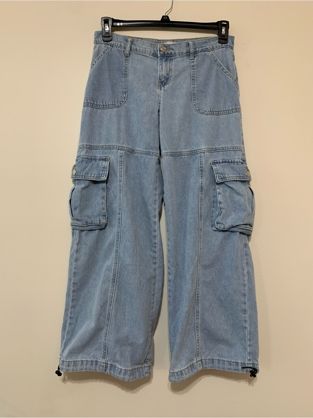 Simple Society Cargo Jeans Low Rise Slouch Juniors Size 3/26 Boho Balloon Legs